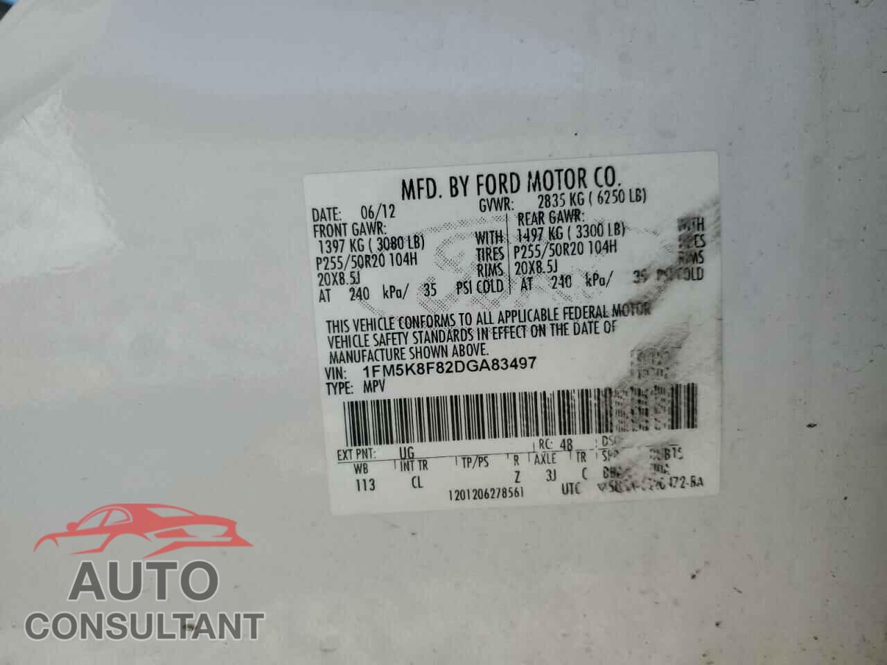 FORD EXPLORER 2013 - 1FM5K8F82DGA83497