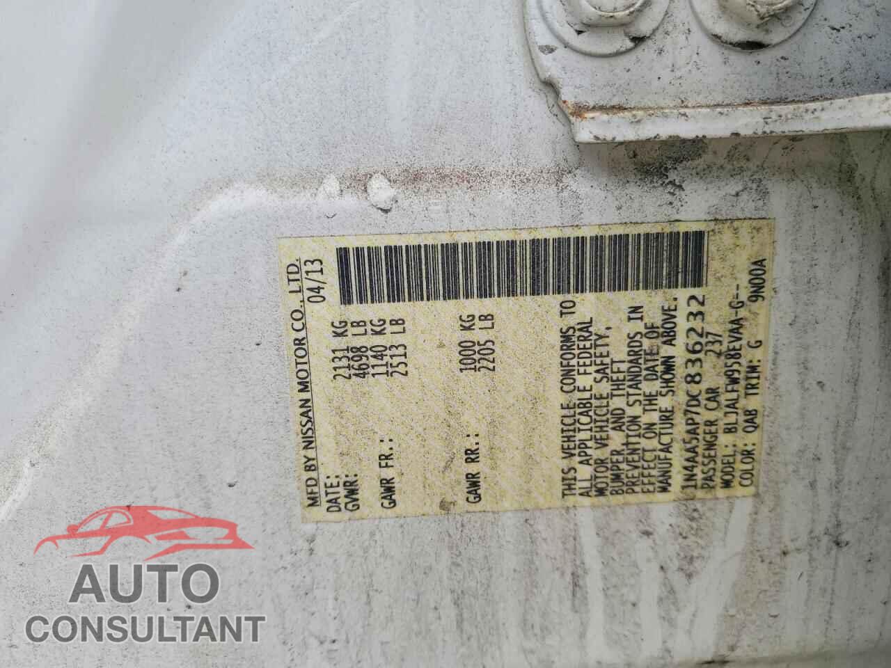 NISSAN MAXIMA 2013 - 1N4AA5AP7DC836232