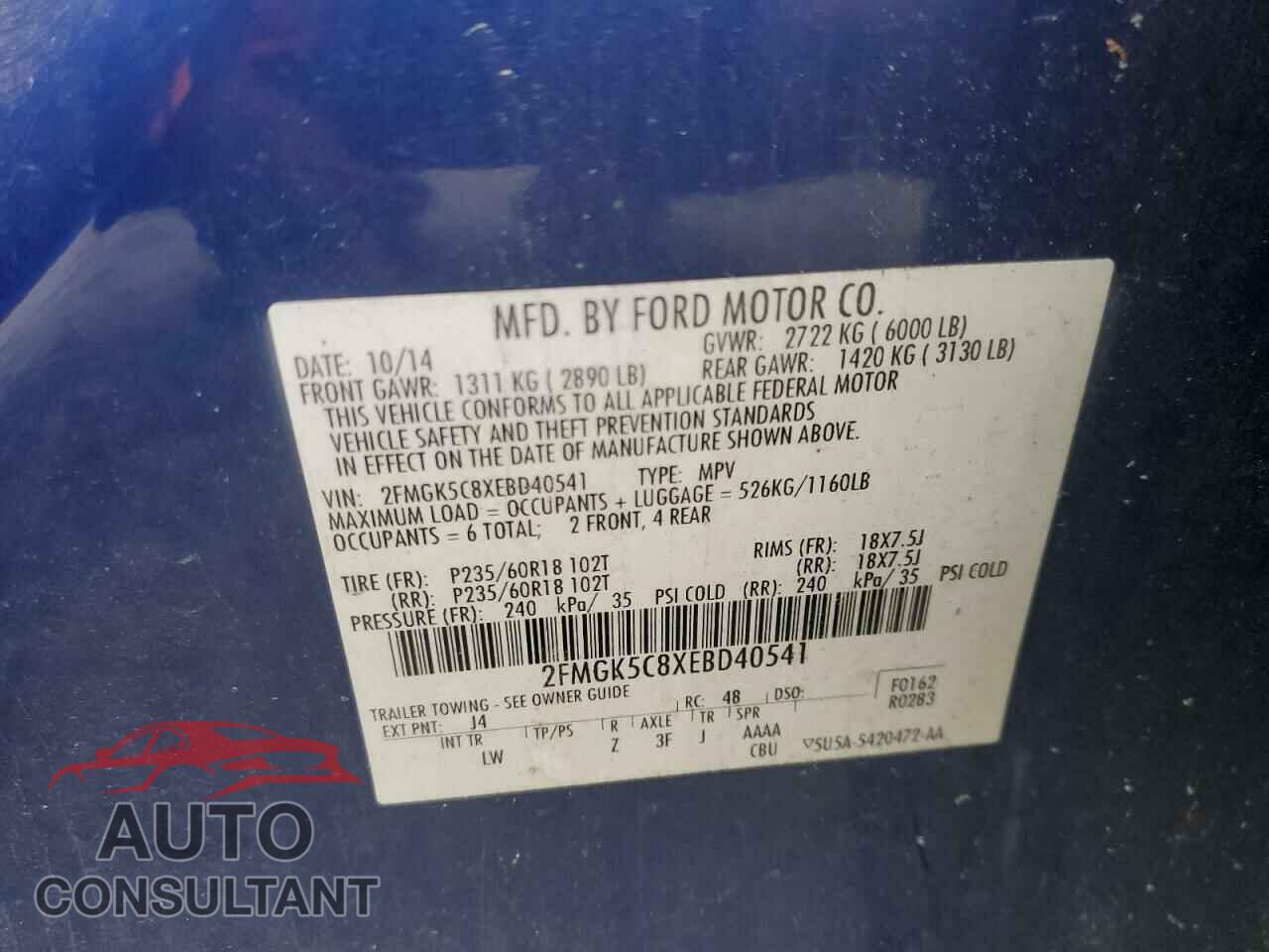 FORD FLEX 2014 - 2FMGK5C8XEBD40541