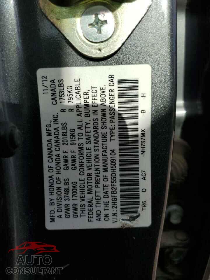 HONDA CIVIC 2013 - 2HGFB2F55DH509104