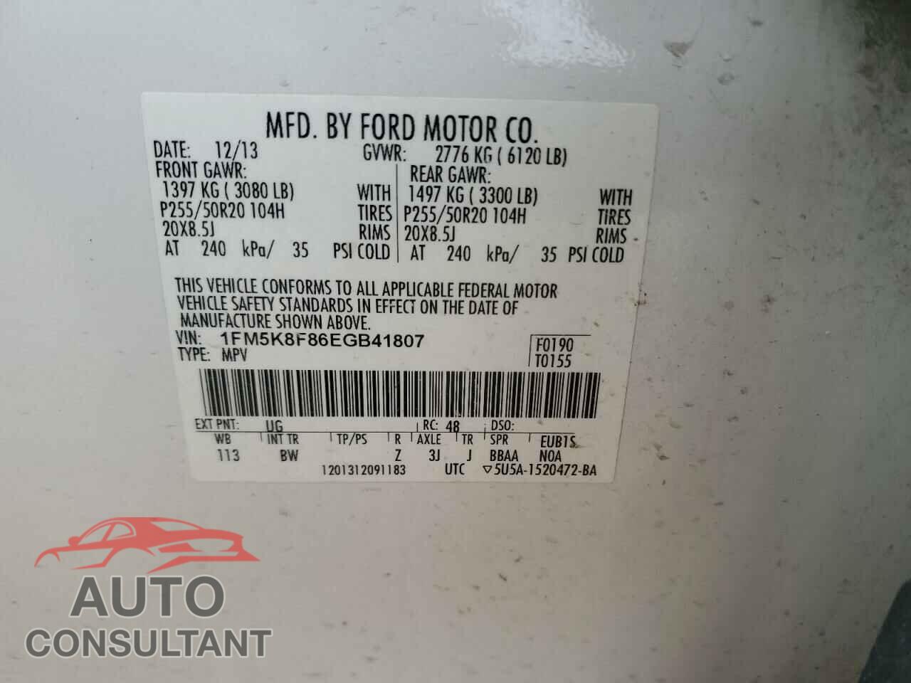 FORD EXPLORER 2014 - 1FM5K8F86EGB41807