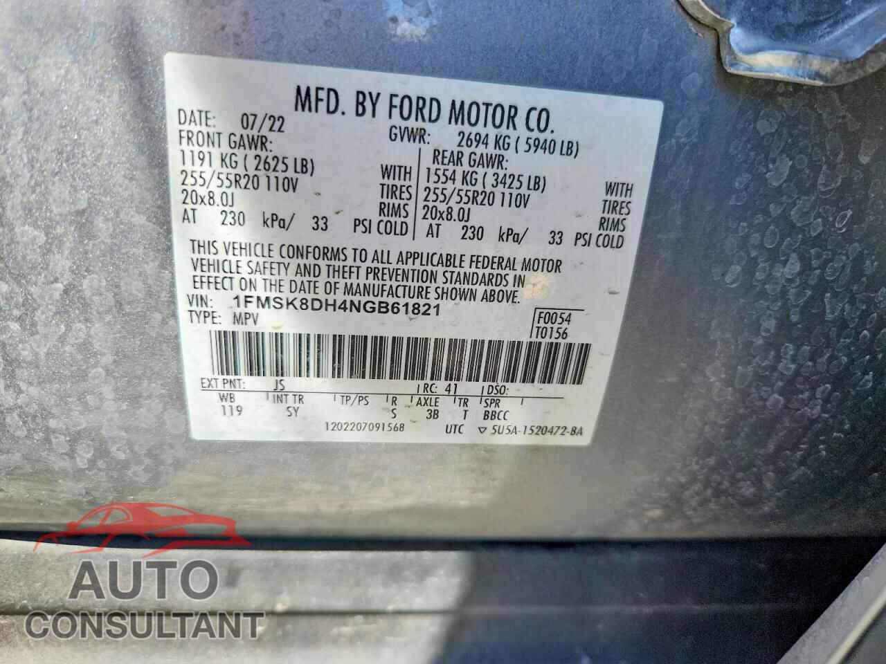 FORD EXPLORER 2022 - 1FMSK8DH4NGB61821