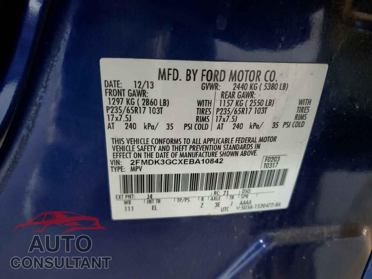 FORD EDGE 2014 - 2FMDK3GCXEBA10842