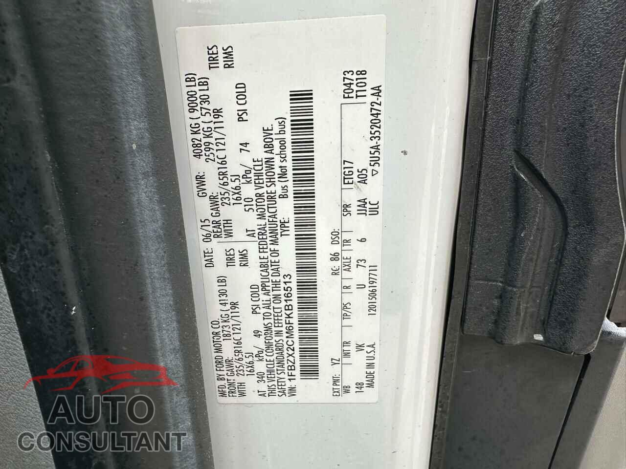 FORD TRANSIT 2015 - 1FBZX2CM6FKB16513
