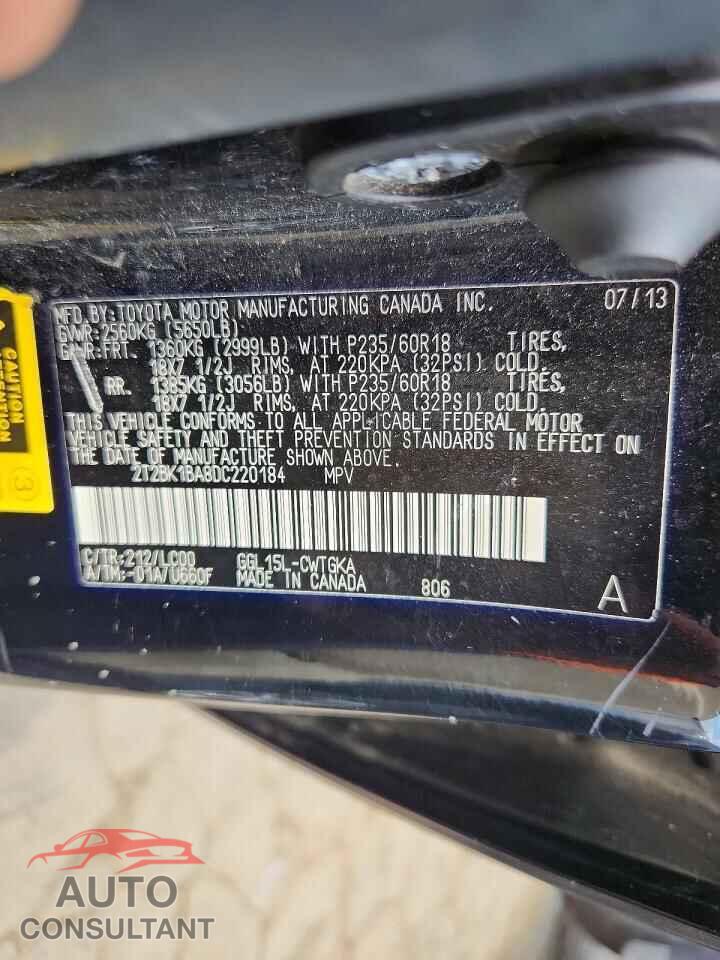 LEXUS RX350 2013 - 2T2BK1BA8DC220184