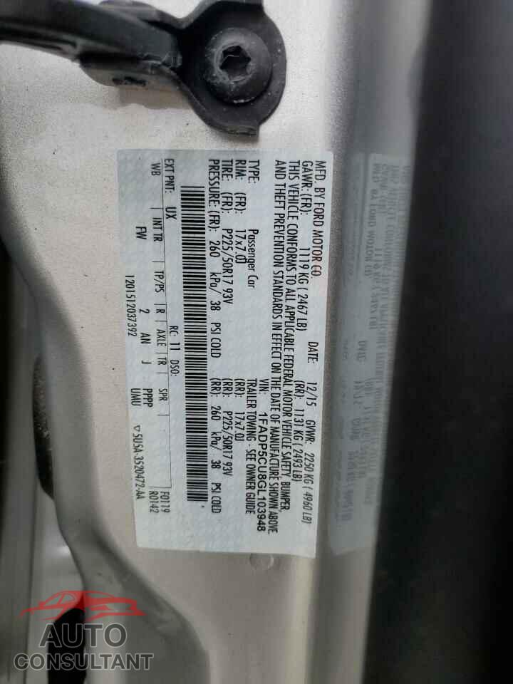 FORD CMAX 2016 - 1FADP5CU8GL103948