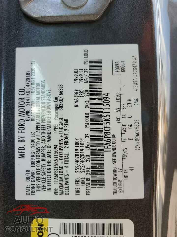 FORD MUSTANG 2019 - 1FA6P8CF5K5115094
