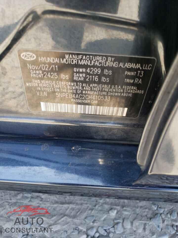 HYUNDAI SONATA 2012 - 5NPEB4AC2CH410533
