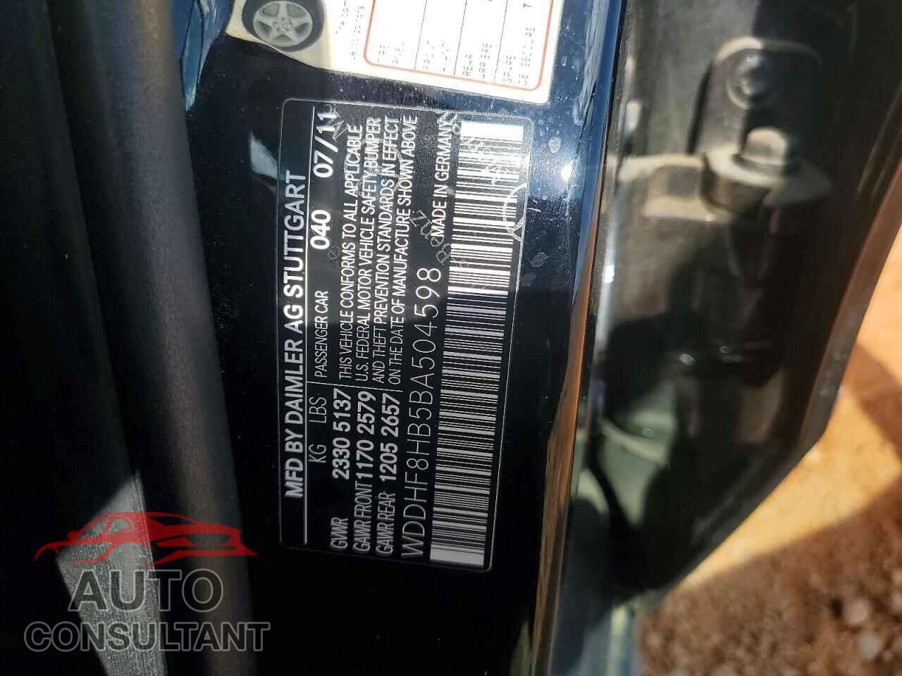 MERCEDES-BENZ E-CLASS 2011 - WDDHF8HB5BA504598