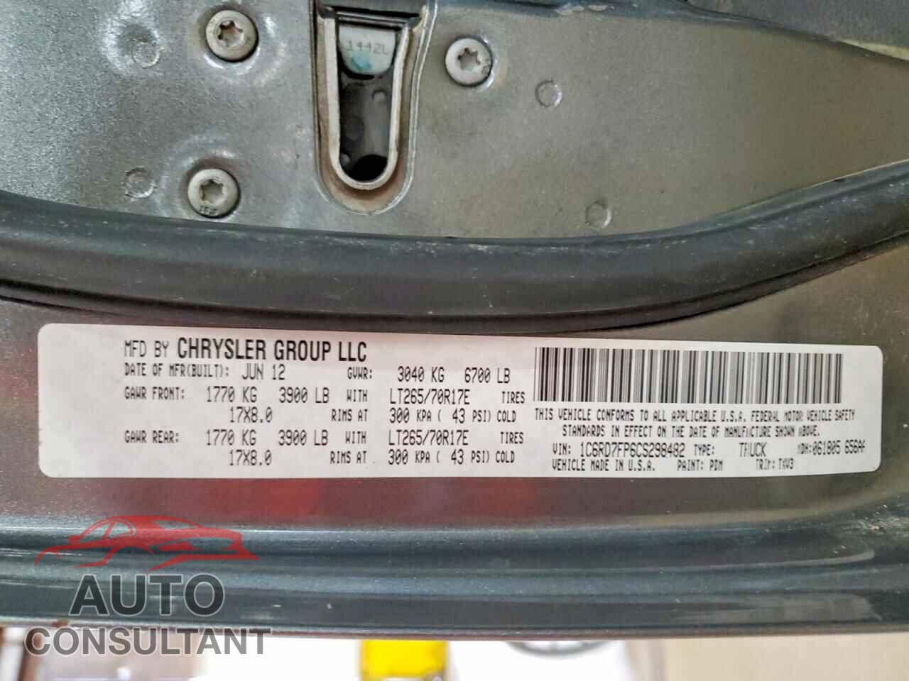 DODGE RAM 1500 2012 - 1C6RD7FP6CS298482