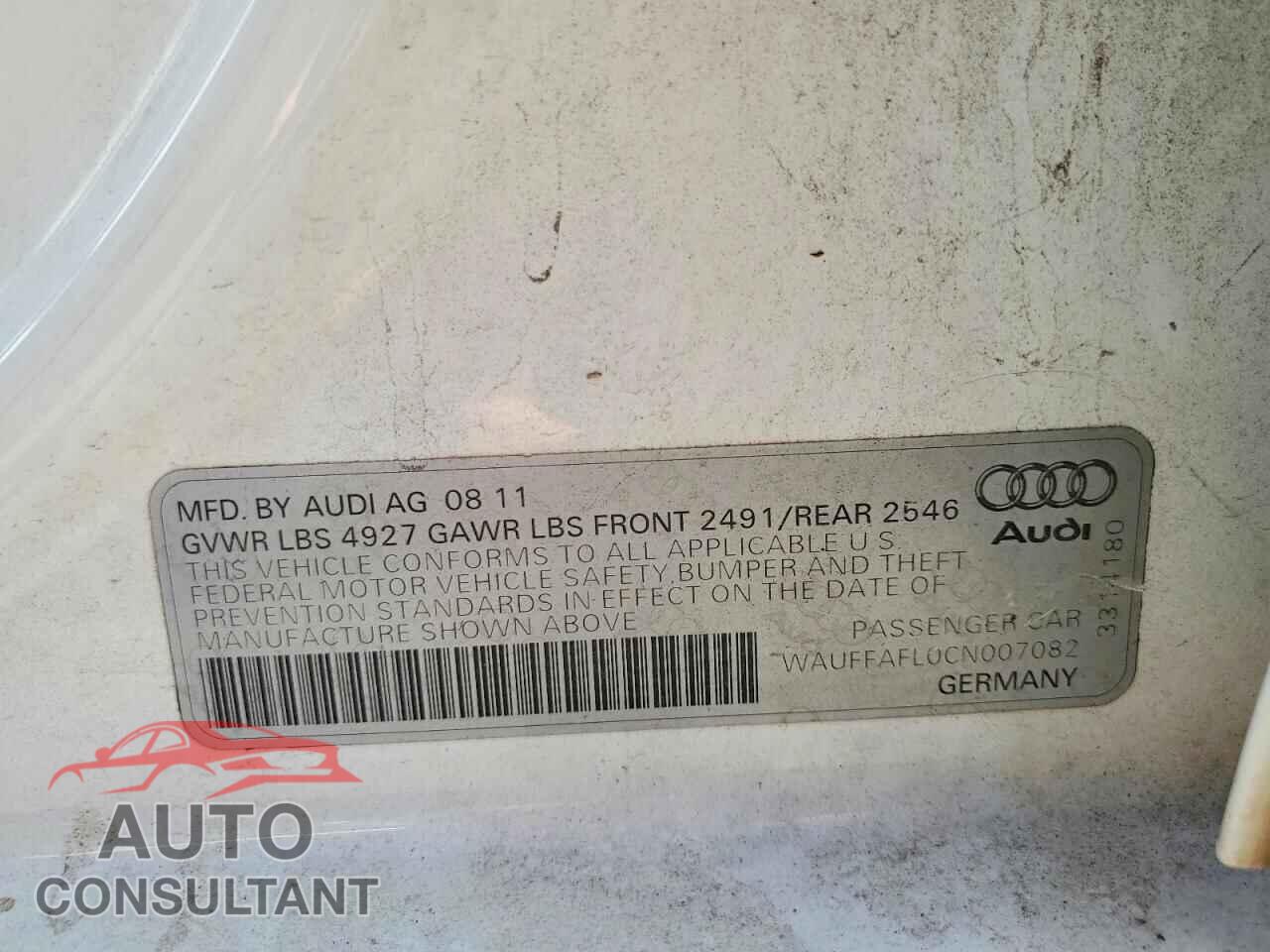 AUDI A4 2012 - WAUFFAFL0CN007082