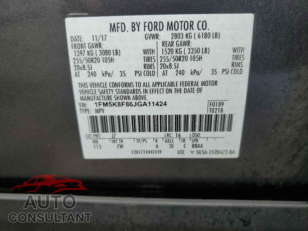 FORD EXPLORER 2018 - 1FM5K8F86JGA11424