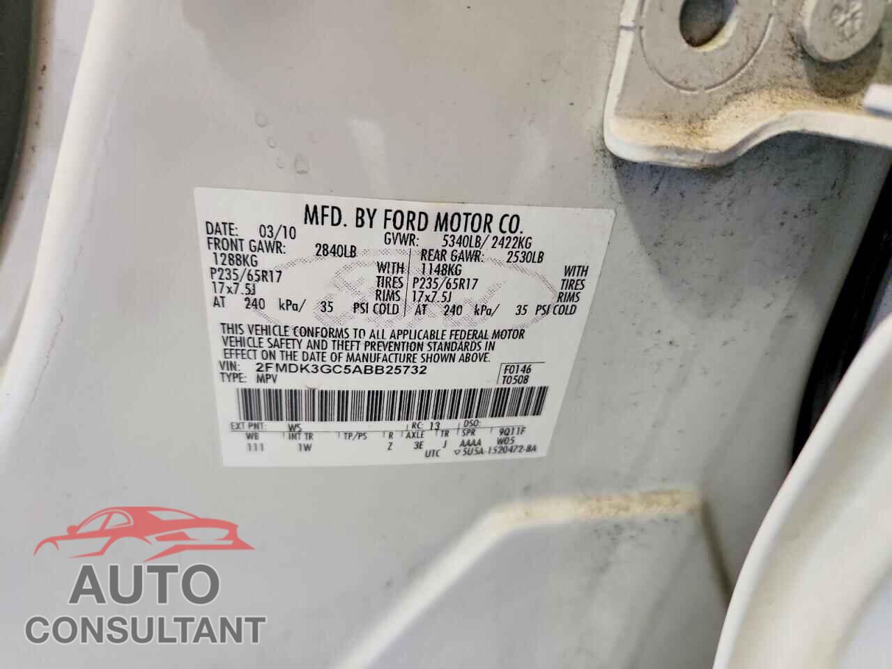 FORD EDGE 2010 - 2FMDK3GC5ABB25732