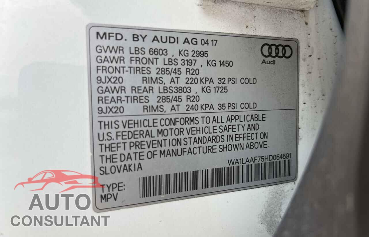 AUDI Q7 2017 - WA1LAAF75HD054591