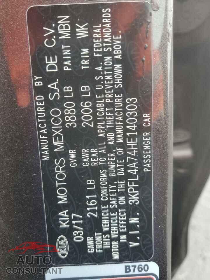 KIA FORTE 2017 - 3KPFL4A74HE140303