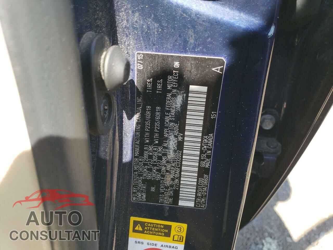 LEXUS RX350 2015 - 2T2BK1BA6FC332002