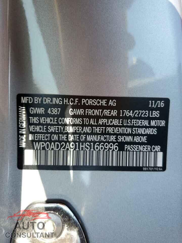 PORSCHE 911 2017 - WP0AD2A91HS166996