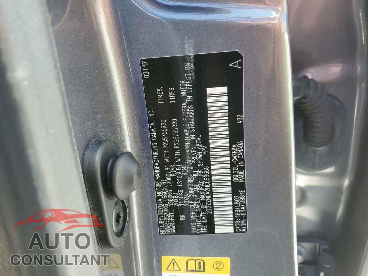 LEXUS RX350 2017 - 2T2ZZMCA2HC059668