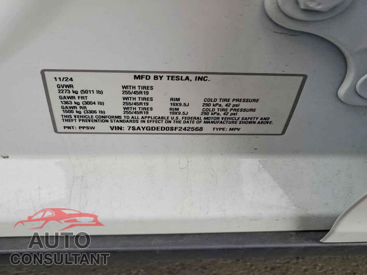 TESLA MODEL Y 2025 - 7SAYGDED0SF242568