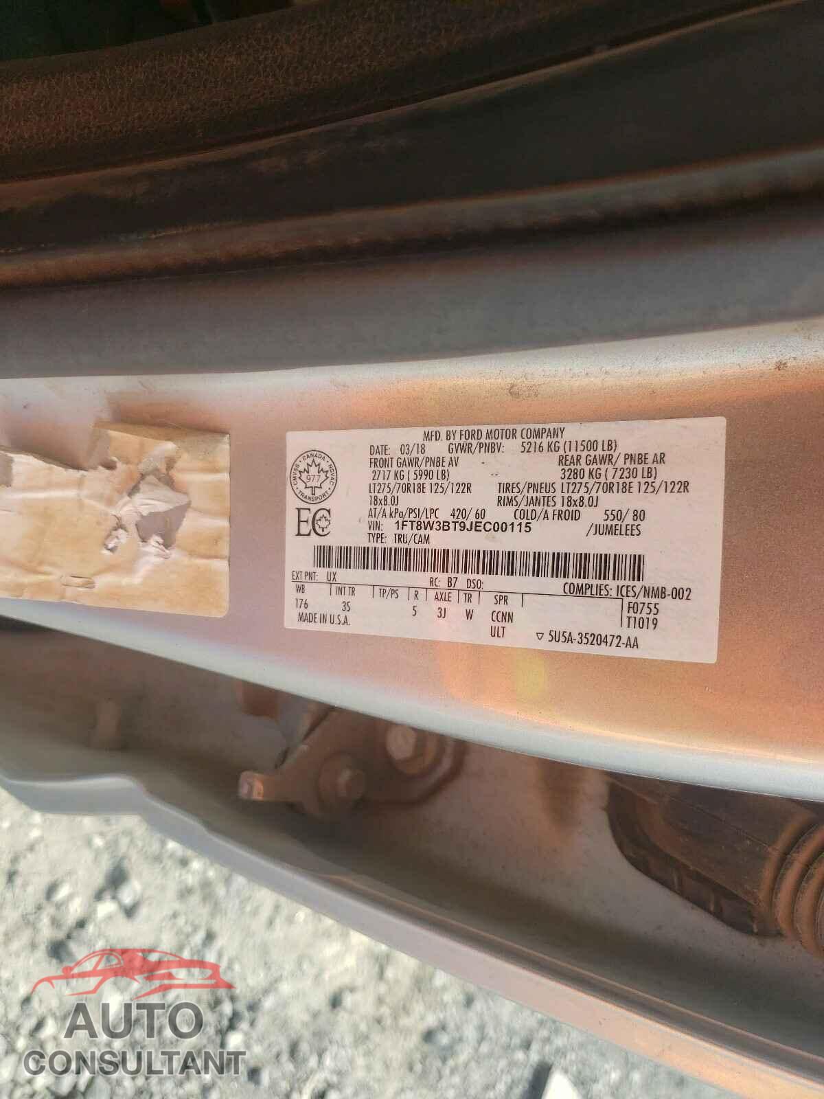 FORD F350 2018 - 1FT8W3BT9JEC00115