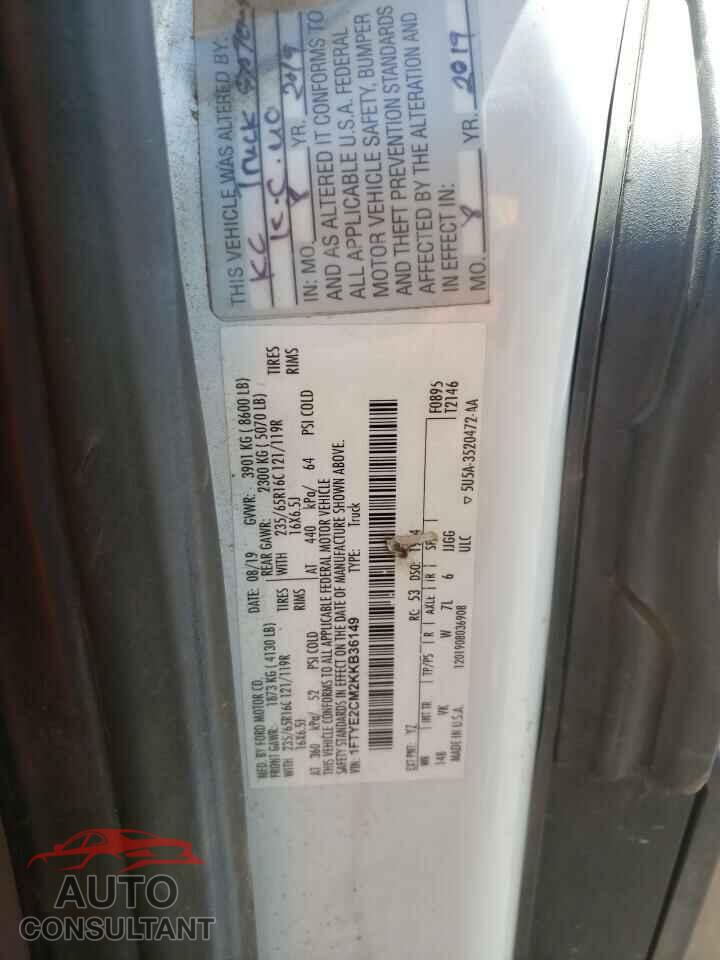 FORD TRANSIT 2019 - 1FTYE2CM2KKB36149