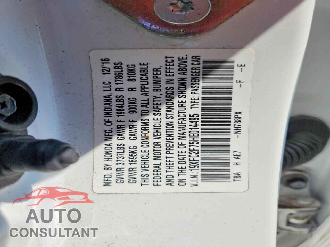 HONDA CIVIC 2017 - 19XFC2F75HE014495