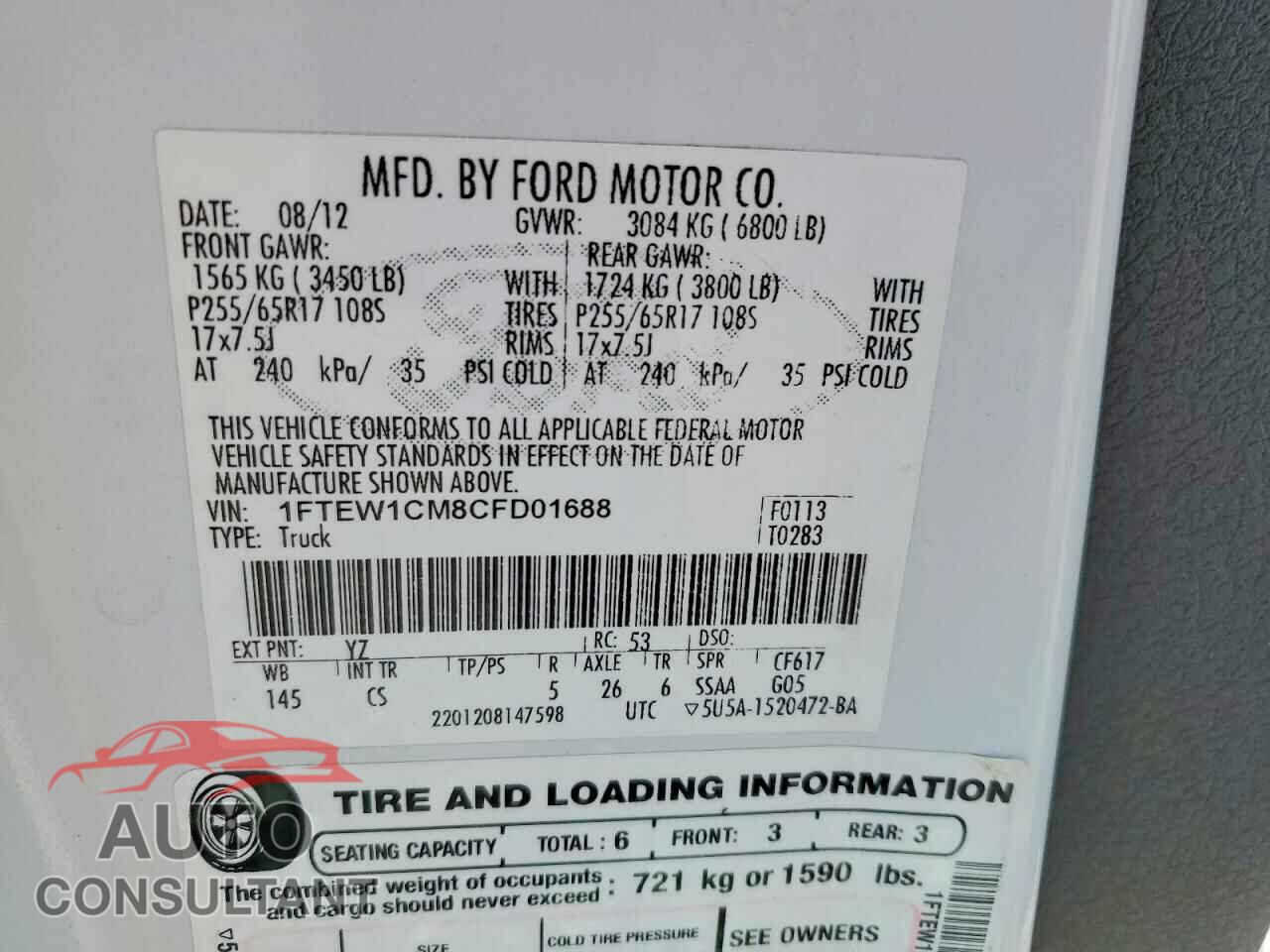 FORD F150 2012 - 1FTEW1CM8CFD01688