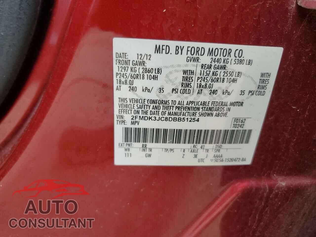FORD EDGE 2013 - 2FMDK3JC8DBB51254