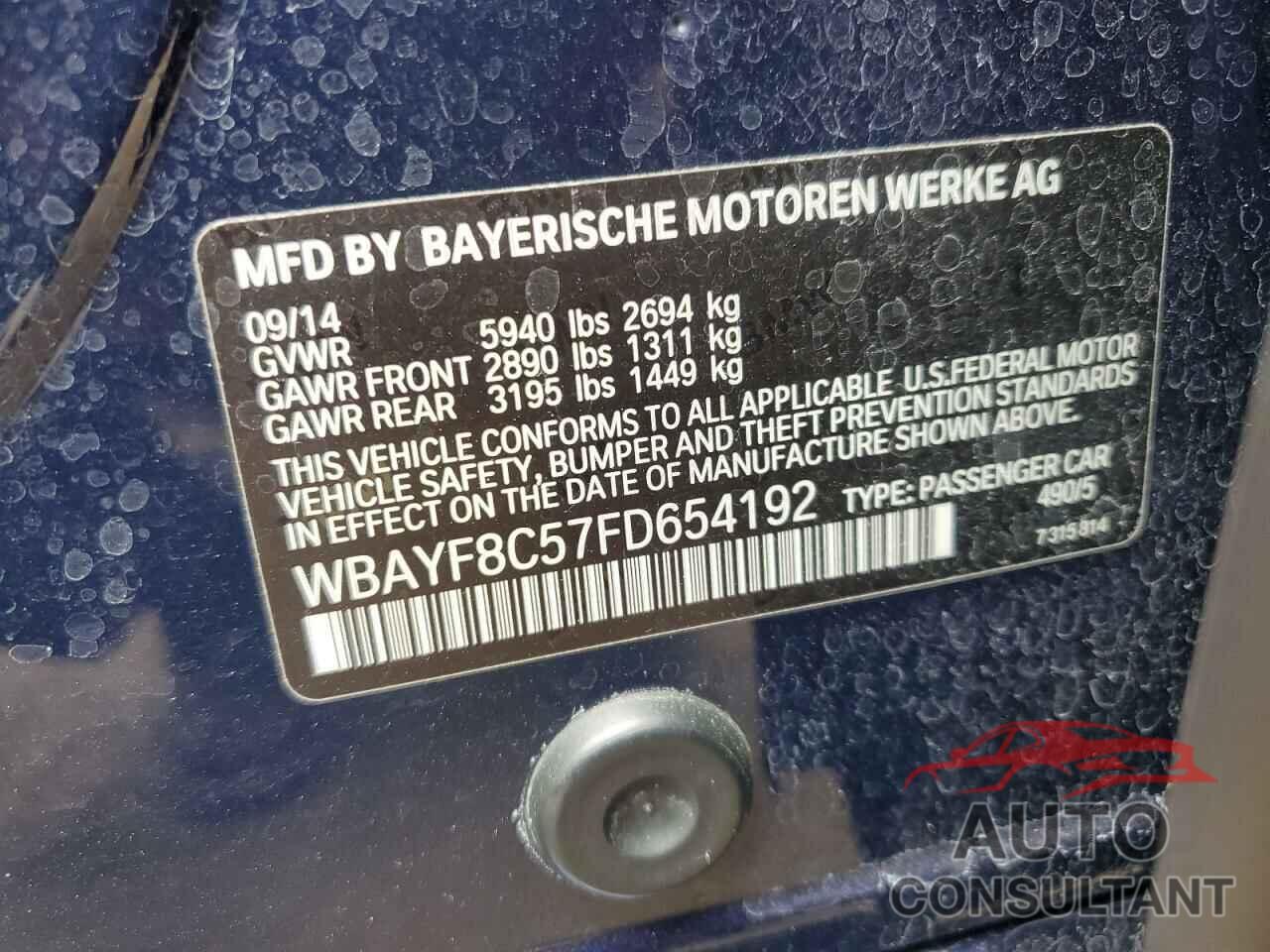 BMW 7 SERIES 2015 - WBAYF8C57FD654192