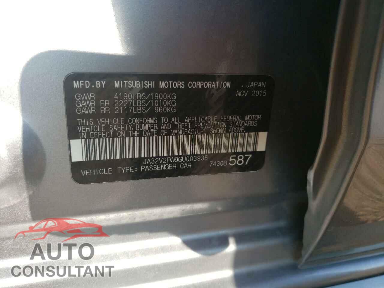 MITSUBISHI LANCER 2016 - JA32V2FW9GU003935