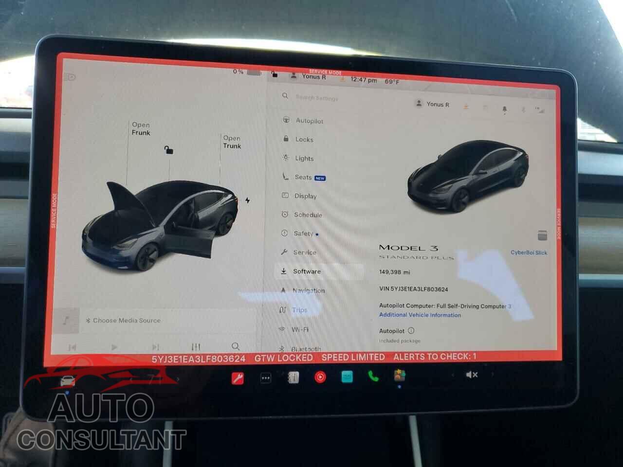 TESLA MODEL 3 2020 - 5YJ3E1EA3LF803624