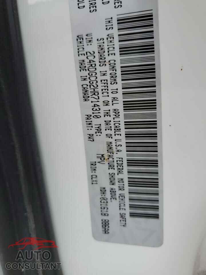 DODGE CARAVAN 2017 - 2C4RDGCG2HR714310