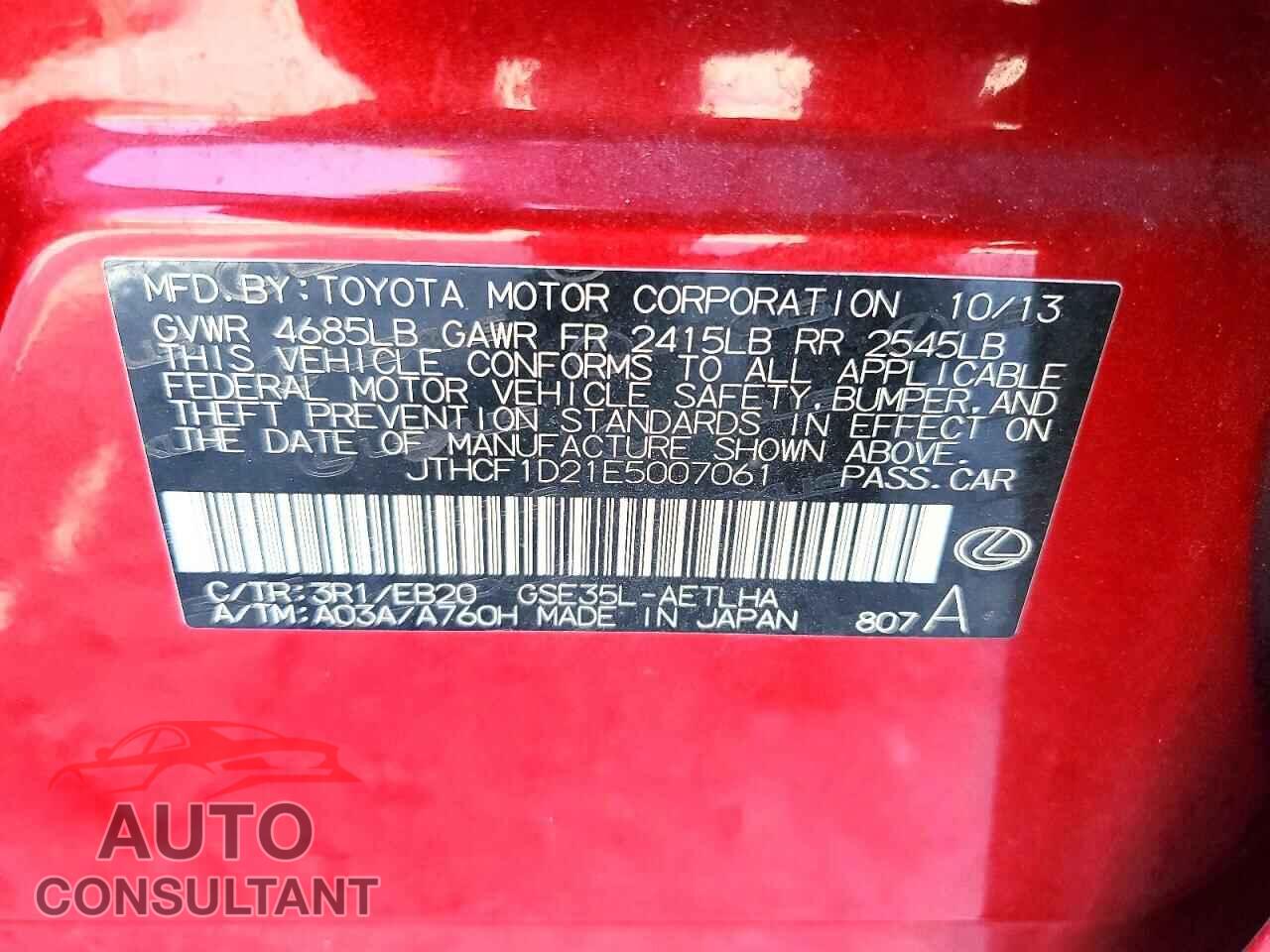 LEXUS IS 2014 - JTHCF1D21E5007061