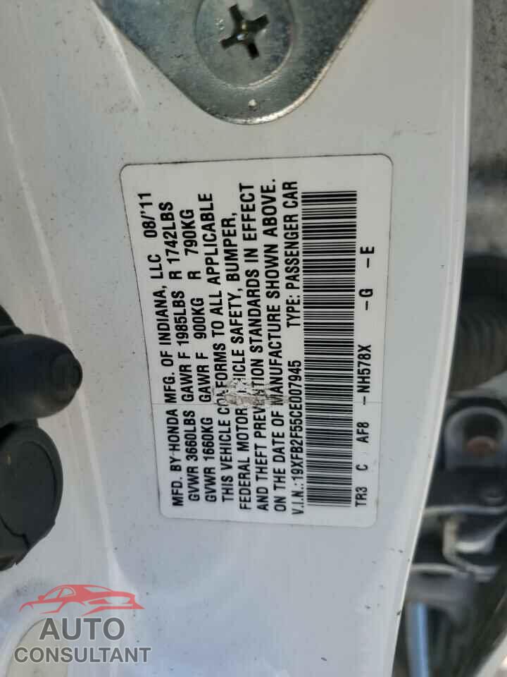 HONDA CIVIC 2012 - 19XFB2F55CE007945