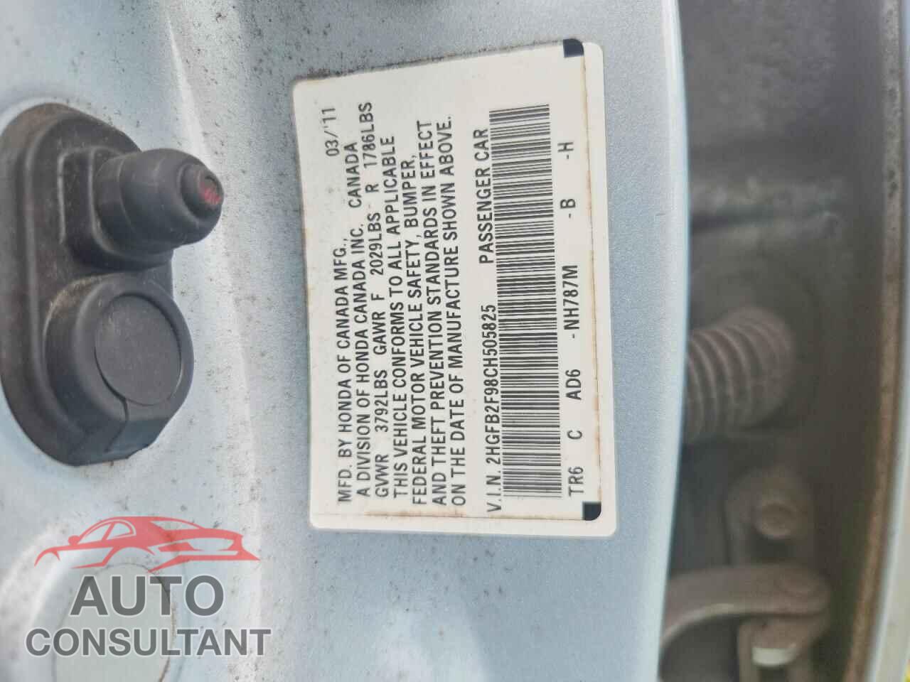 HONDA CIVIC 2012 - 2HGFB2F98CH505825