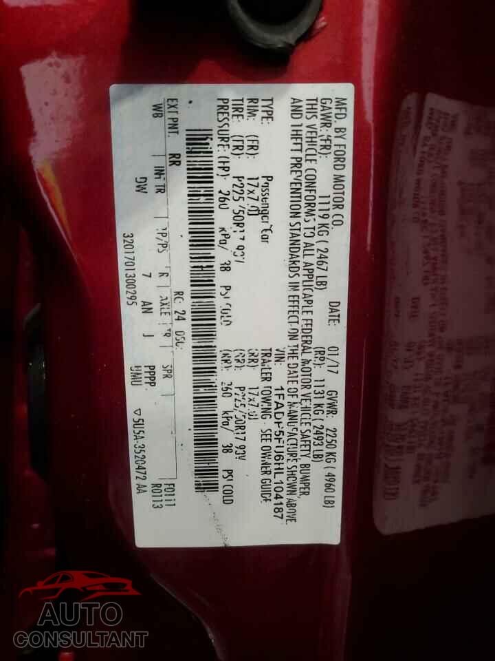 FORD CMAX 2017 - 1FADP5FU6HL104187