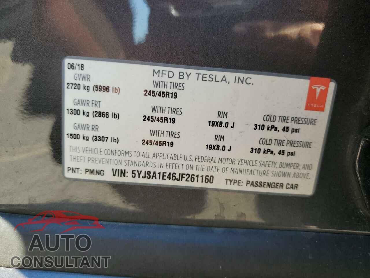TESLA MODEL S 2018 - 5YJSA1E46JF261160