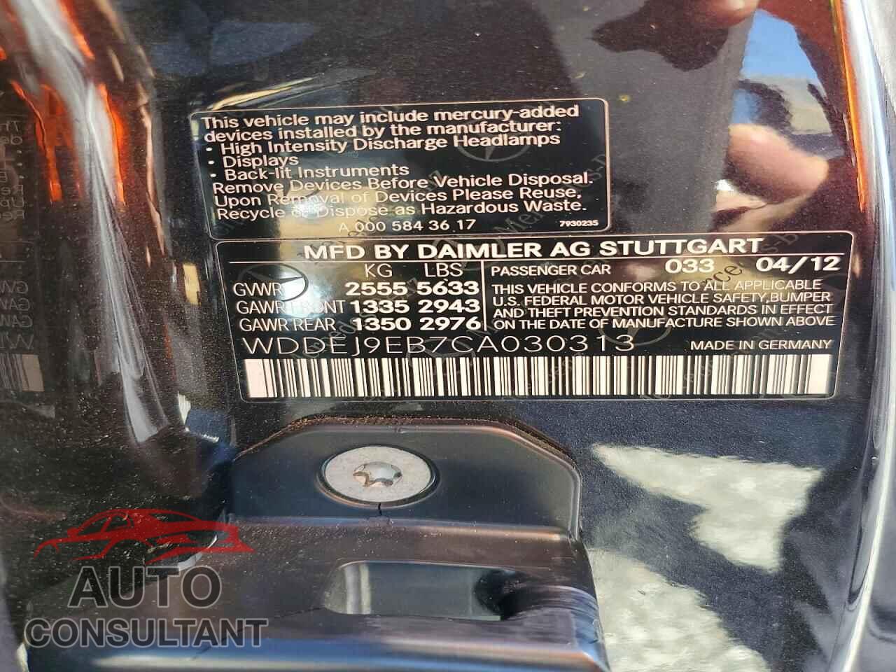 MERCEDES-BENZ CL-CLASS 2012 - WDDEJ9EB7CA030313