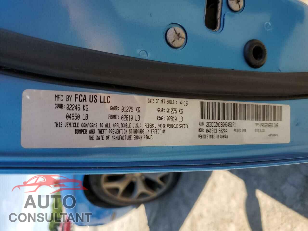 DODGE CHALLENGER 2016 - 2C3CDZAG6GH245171
