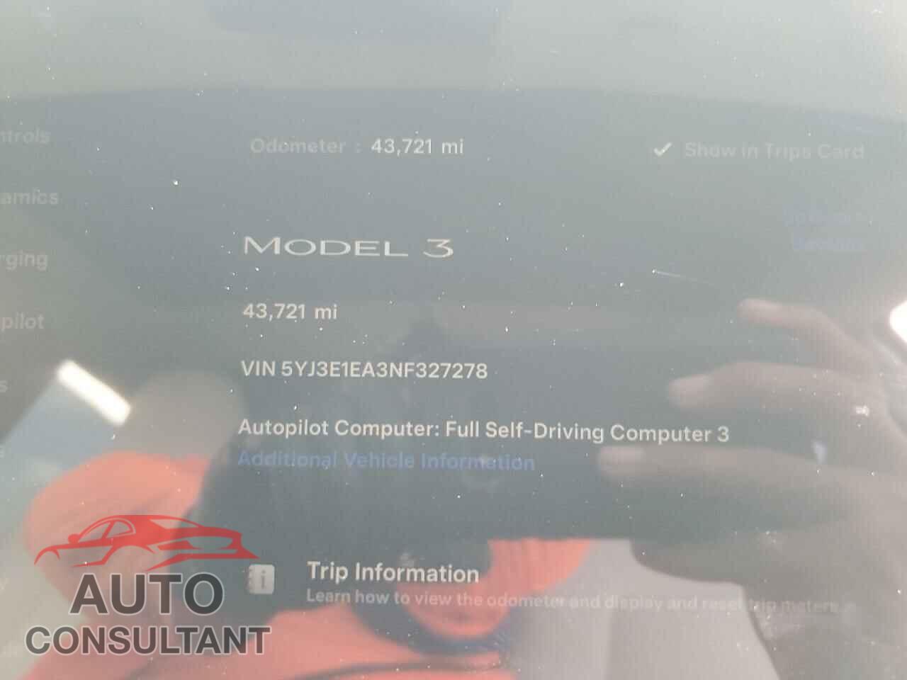 TESLA MODEL 3 2022 - 5YJ3E1EA3NF327278