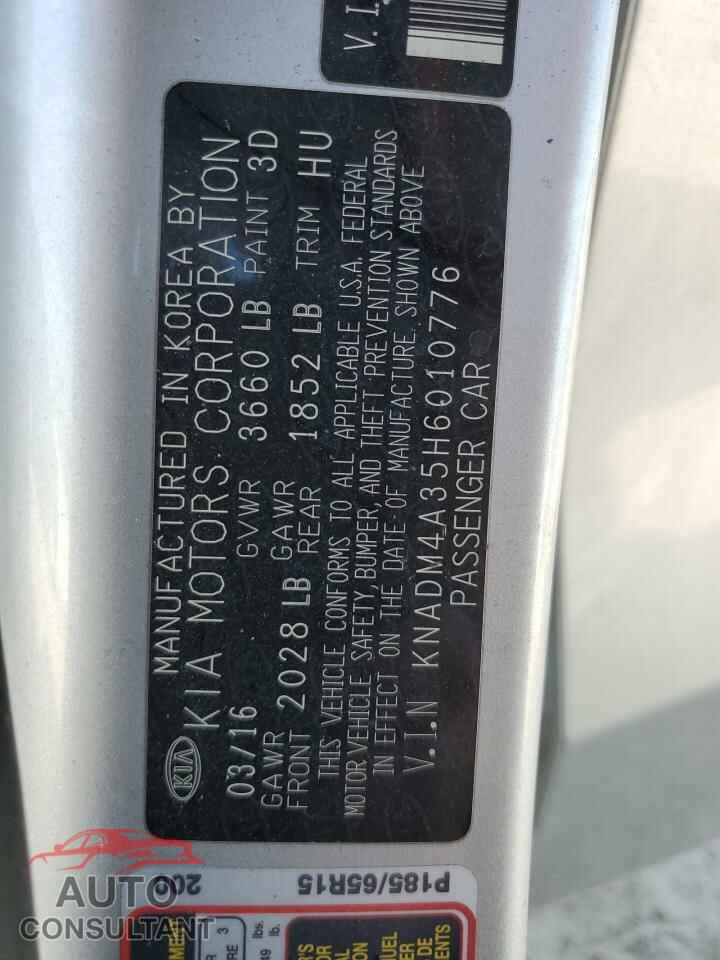 KIA RIO 2017 - KNADM4A35H6010776