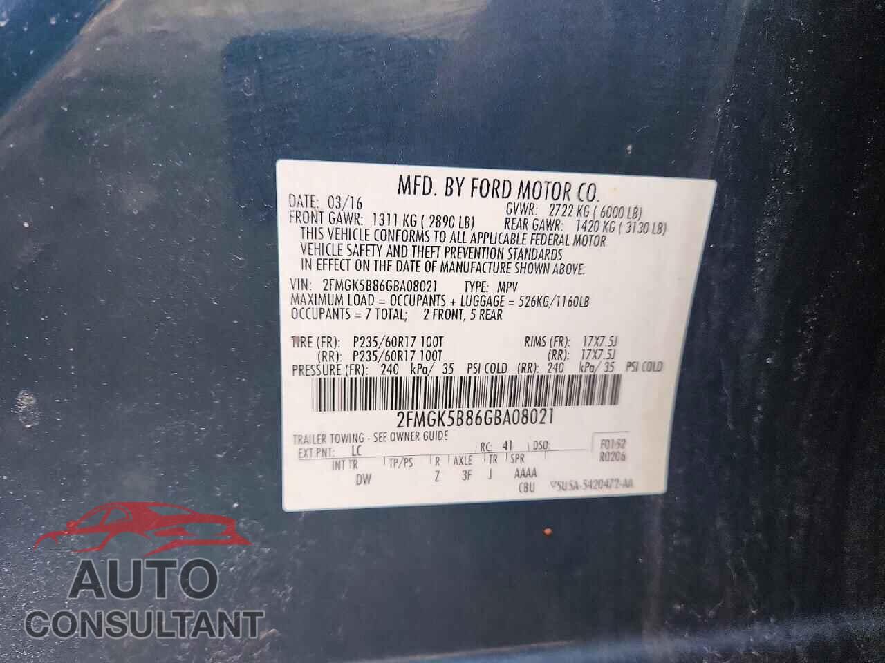 FORD FLEX 2016 - 2FMGK5B86GBA08021
