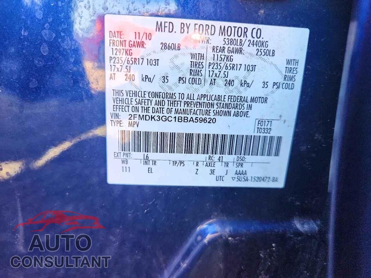 FORD EDGE 2011 - 2FMDK3GC1BBA59620