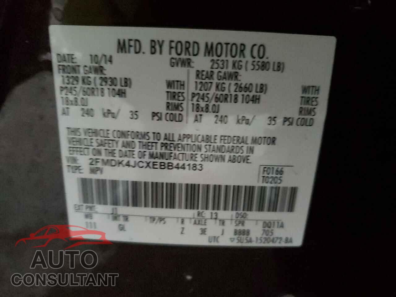 FORD EDGE 2014 - 2FMDK4JCXEBB44183