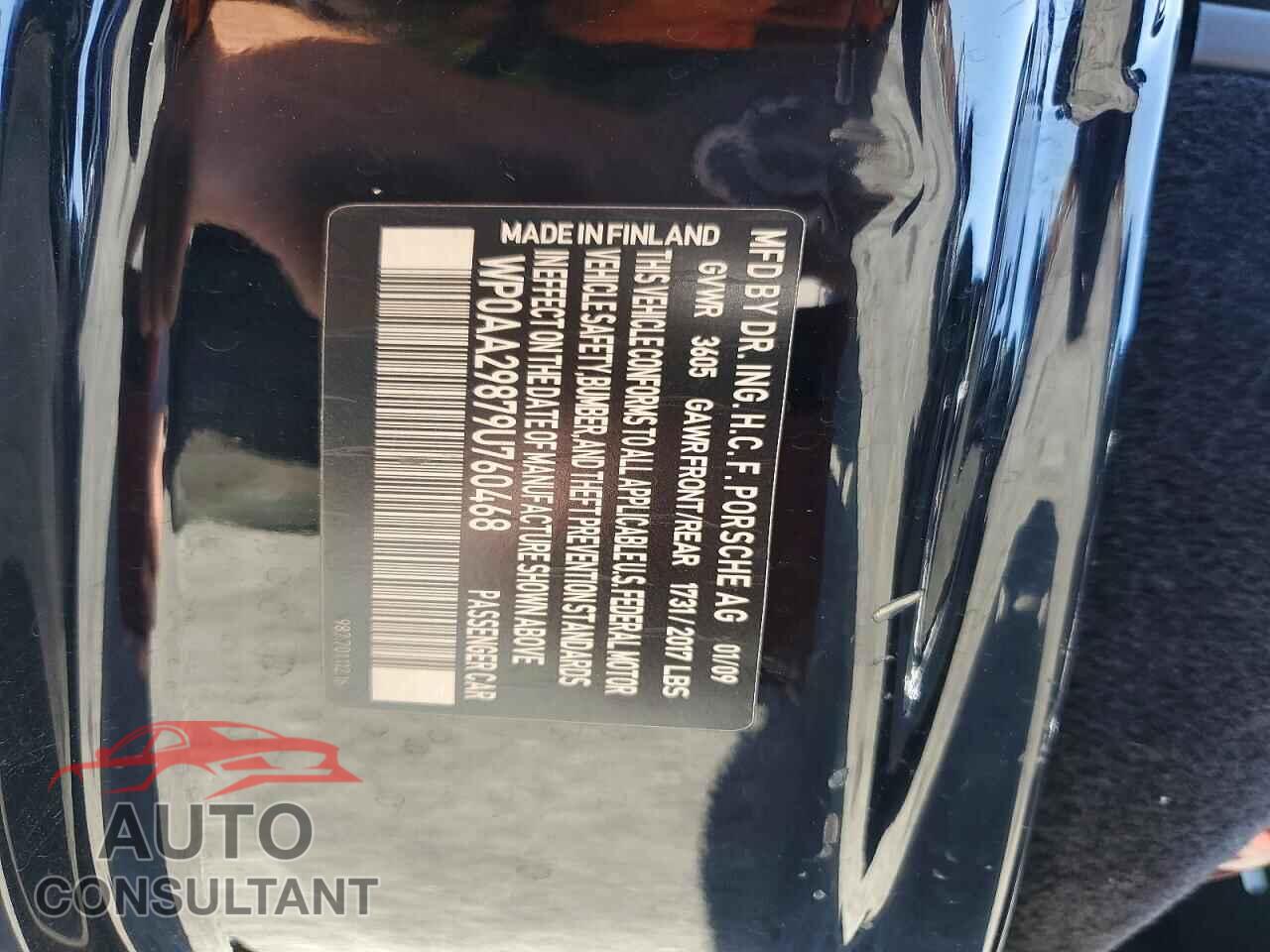 PORSCHE CAYMAN 2009 - WP0AA29879U760468