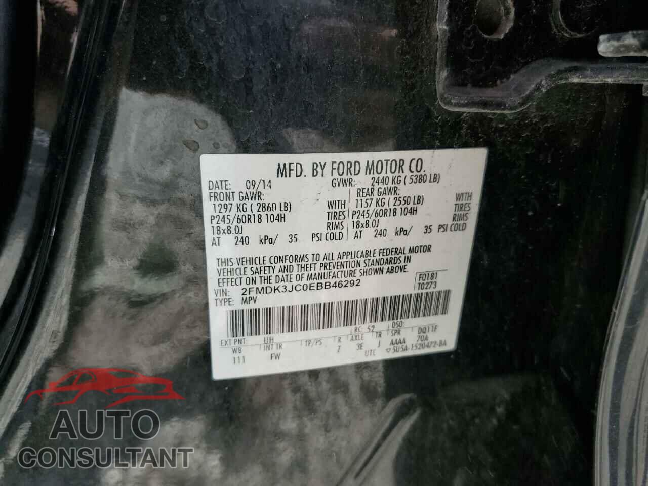 FORD EDGE 2014 - 2FMDK3JC0EBB46292