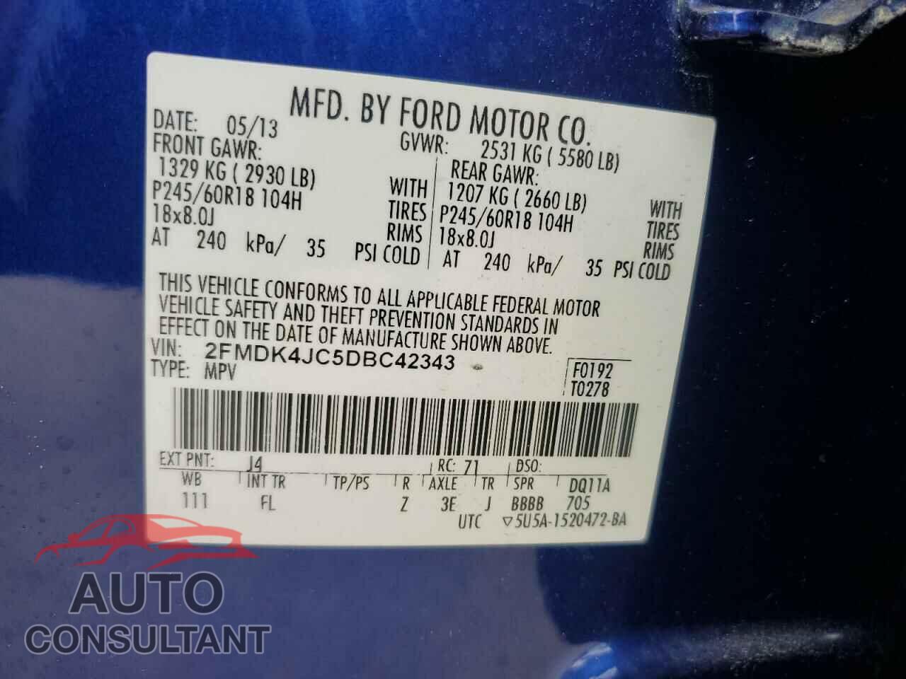 FORD EDGE 2013 - 2FMDK4JC5DBC42343
