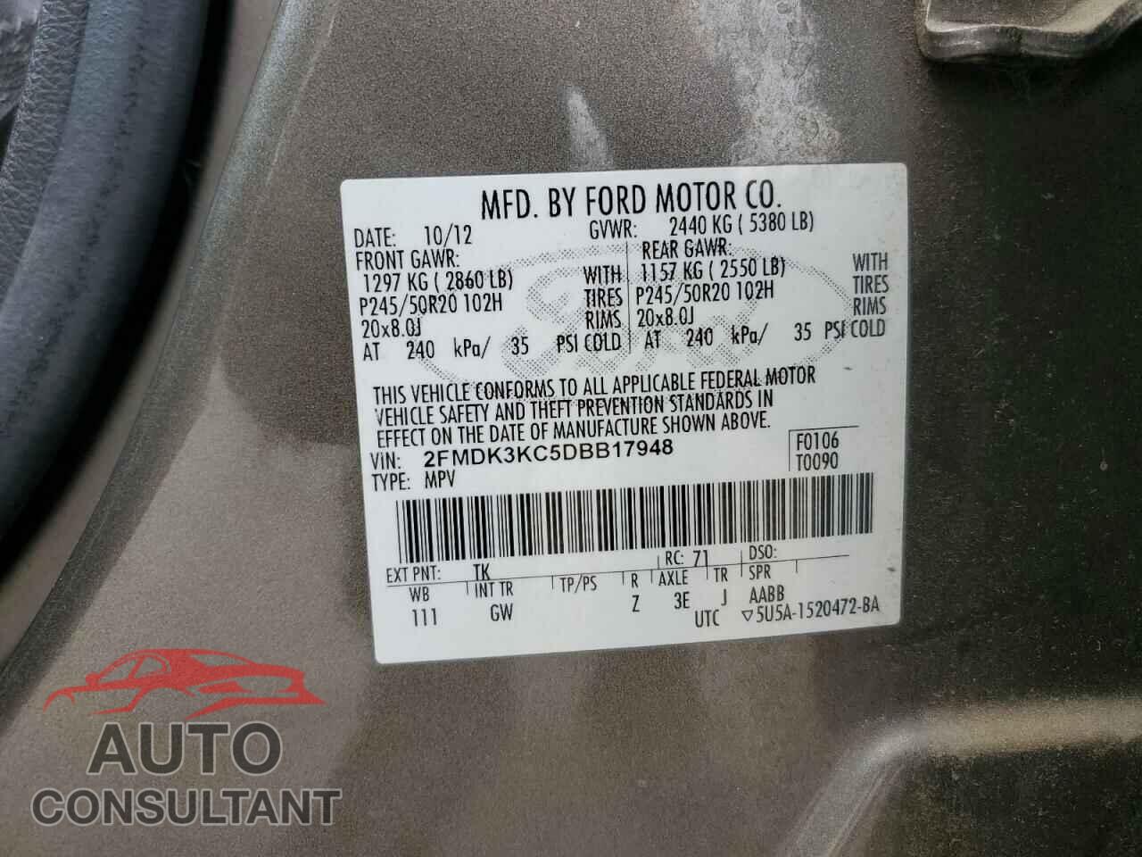 FORD EDGE 2013 - 2FMDK3KC5DBB17948