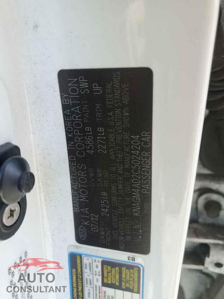 KIA OPTIMA 2012 - KNAGM4AD2C5024204