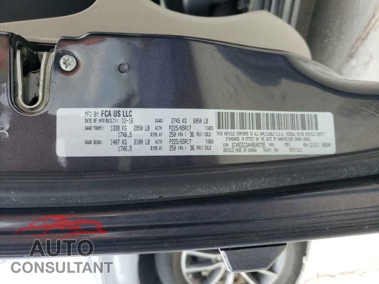 DODGE CARAVAN 2017 - 2C4RDGCG4HR649735